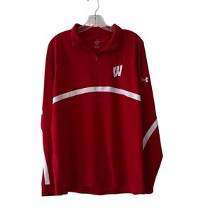 Under Armour University Of Wisconsin Badgers 1/3 Zip Pullover Top Size Large
